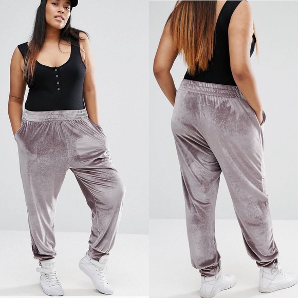 ASOS Curve Pants - ⬇️Asos Curve grey velvet joggers